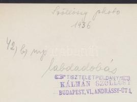 1936 Szőllősy Kálmán (1887-1976): Labdadobálás; vintage fotóművészeti alkotás, Szentpál Olga mozgásm...