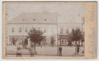 cca 1890 Lugos főtér üzletekkel fotó / Lugoj photo 7x9 cm