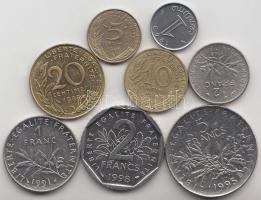 Franciaország 1968-1998. 1c - 5Fr 8klf névértékű db Cu T:1,2 France 1968-1998. 1 centime - 5 Francs 8 coins with different nominals C:UNC,XF