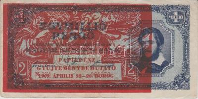 1946. 1.000.000.000P "PAPÍRPÉNZ GYŰJTEMÉNYBEMUTATÓ 1969! ÁPRILIS 22-26. DOROG" felülbélyegzéssel T:III,III-