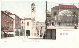 Dubrovnik, Ragusa; square and guardhouse, Onofrio fountain