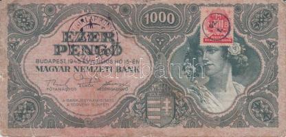 1945. 1000P (5x) + 10.000P "PESTI HÍRLAP KÖNYVEK - BUDAPEST" pecsételéssel T:III