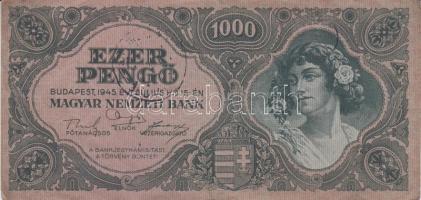 1945. 1000P (5x) + 10.000P "PESTI HÍRLAP KÖNYVEK - BUDAPEST" pecsételéssel T:III