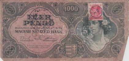 1945. 1000P (5x) + 10.000P "PESTI HÍRLAP KÖNYVEK - BUDAPEST" pecsételéssel T:III