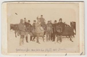1897 Téli vadásztársaság fotója / Hunters in Winter photo 9x11 cm