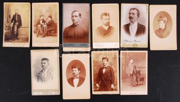 cca 1870-1910 10 db keményhátú fotó klf magyar műtermekből / 10 vintage photos 9x11 cm