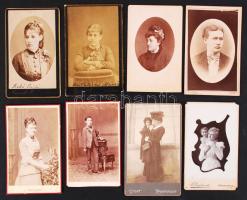 cca 1870-1910 8 db keményhátú fotó klf magyar műtermekből / 8 vintage photos 9x11 cm