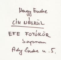 cca 1970-1980 Nagy Endre: Cím nélkül, vintage fotóművészeti alkotás, feliratozva, 18x13 cm