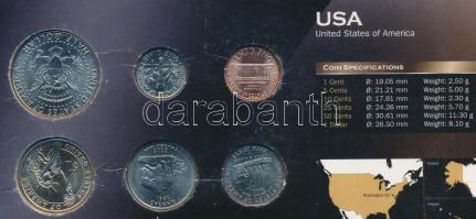 Amerikai Egyesült Államok 2004-2010. 1c - 1$, 6klf fémpénz "World Money" T:1 USA 2004-2010. 1 cent - 1 Dollar, 6 different metal coins "World Money" C:UNC