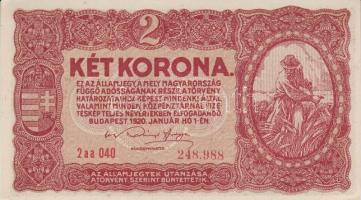 1920. 2K (3x) egymásutáni sorszámmal T:I-,II (hajtatlanok)