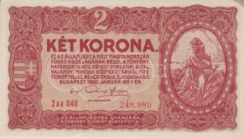 1920. 2K (3x) egymásutáni sorszámmal T:I-,II (hajtatlanok)