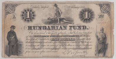1852. 1$ "C" "Kossuth bankó" piros kézi sorszámozással T:IV Hungary 1852. 1 Dollar "C" with red serial number C:G Adamo G117/1b.