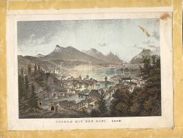 1850 Luzern színes metszet felragasztva