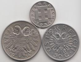 Ausztria 1934. 5Gr + 1Sch + 1935. 50Gr T:1-,2
Austria 1934. 5 Groschen + 1 Schilling + 1935. 50 Gros...