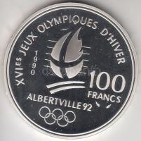 Franciaország 1990. 100Fr Ag "Téli olimpia-műlesiklás" T:PP France 1990. 100 Francs Ag "Winter Olympics Albertville - slalom" C:PP