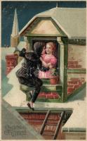 New Year, chimney sweeper, Emb. litho (EK)