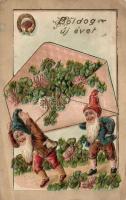 Dwarf, New Year, clover, Emb. litho (EK)