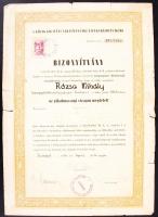 1946 Bp., Közigazgatási alkalmassági vizsgabizottság által kiállított bizonyítvány Rózsa Mihály részére Bibó István aláírásával.