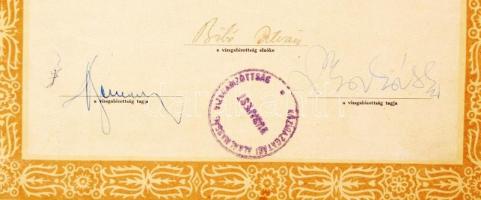 1946 Bp., Közigazgatási alkalmassági vizsgabizottság által kiállított bizonyítvány Rózsa Mihály rész...