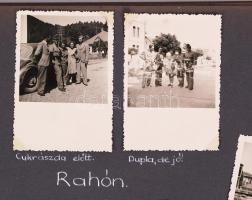 1942 Intarziás fedelű fotóalbum, több mint 25 db fotóval (családi, kirándulásról)