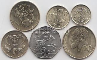 Ciprus 2001-2003. 1c - 50 cents 6klf db, forgalmi sor T:1 Cyprus 2001-2003. 1 cent - 50 cents 6 different, coin set C:UNC