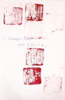 1972 Budapest, V. Országos plakátkiállítás vendégkönyve, többek között Bor Pál, Somogyi János, Kovács Ferenc szobrász, Dr. Bauer Jenő, Frank János, Bokor Péter építész, Pap Gyula festő, Ulla Poulsen színész, Hőgye Katalin keramikus aláírásával.