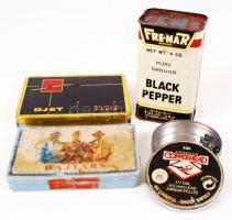 Régi fém kis dobozok, bajtárs, djet, black pepper, copperhead,