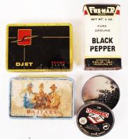Régi fém kis dobozok, bajtárs, djet, black pepper, copperhead,