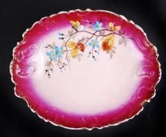 Kézzel festett antik aufsatz, jelzés nélkül, kopott, hibátlan, 25×20 cm, m:13 cm