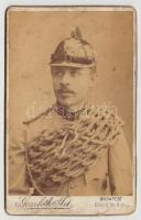 cca 1890-1900 Goszleth István: Tűzoltó portré, kartonra ragasztva, 10x7 cm.