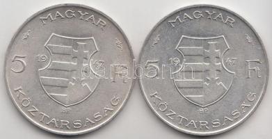 1947. 5Ft Ag "Kossuth" (2x) T:2,2-