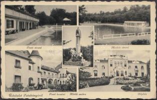 Tatabánya, strand, Népház, Tiszti Kaszinó, Hősök szobra (fa)