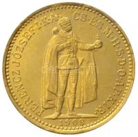 1908. 10K Au "Ferenc József" Körmöcbánya (3.39g/0.900) T:2,2- kis ph. Hungary 1908. 10 Korona Au "Franz Joseph" Kremnitz (3.39g/0.900) C:aXF small edge error Huszár: 2200., Adamo K8