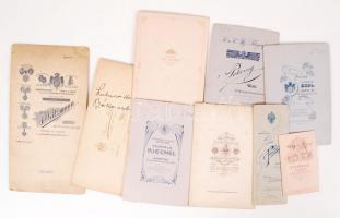 1880-1920 Bécsi fotótörténeti leletek különféle műtermekből, 9 db kemény hátú fénykép, 10x6 és 23x12...