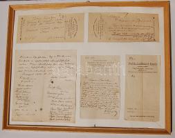 cca 1890 5 db-os Receptgyűjtemény kartonra karsírozva, keretben, kézzel írott igazolás a nővérek erk...