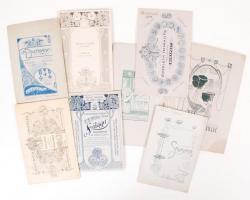 cca 1900-1930 Különlegesen szép hátlap grafikákkal díszített kabinetfotók, 8 db keményhátú fénykép, ...