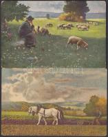 5 db régi, folklór témájú festményreprodukció / 5 folklore painting reproductions