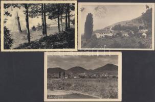 4 db modern, fekete-fehér, magyar képeslap az '50-es évek elejéről / 4 modern, black and white Hungarian postcards: Pécs, Bánkút, Sátoraljaújhely, Badacsony