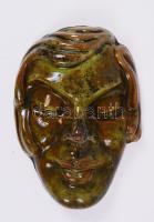 cca 1930 Art deco, mázas, női, kerámia fej "K.T." monogrammal (apró mázhibákkal, lekopott festékkel) /  Art deco glazed ceramic head with "K.T." mark (some faults), 14x10cm