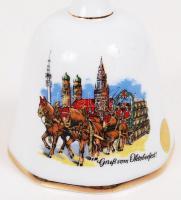 Kis porcelántétel: 2db kobaltkék vázácska és egy szuvenír csengettyű az Oktoberfestről, hibátlanok /...