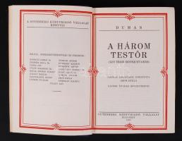 Alexander Dumas művei, könyvsorozat, Bp., 1927, Gutenberg Könyvkiadó Vállalat. Vászon kötés, 18 db