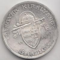 1938. 5P Ag "Szent István" T:2- Adamo P8.1