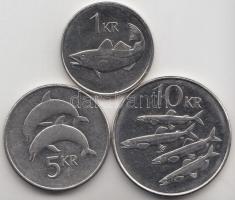 Izland 1999. 1K + 2006. 5K + 10K T:1- Iceland 1999. 1 Krona + 2006. 5 Kronur + 10 Kronur C:AU