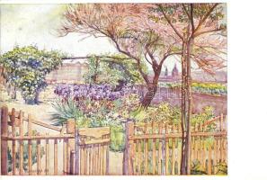 Orsz. Csecsemő és Anya védő egyesület művészlapja Undi M.: Tabáni virágoskert