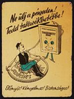 Fém kártyanaptár, "Ne ülj a pénzeden!", 9×7 cm