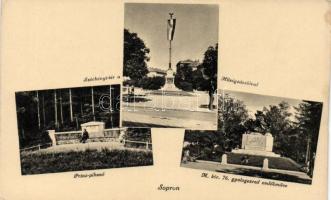 Sopron, Széchenyi tér, Prinz pihenő, Hűségzászló, 76. gyalogezred emlékműve (EK)