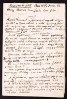 1879, Ócsa, Szabó Géza evangélikus lelkész verse laptöredéken, gyászbeszéd kézírással.