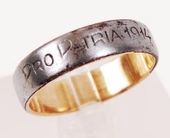Rézre húzott fém "Pro Patria 1914" feliratú gyűrű, méret: 55.
