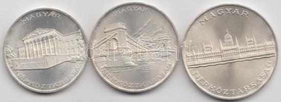 1956. 10Ft + 20Ft + 25Ft Ag "10 éves a Forint" sor T:1