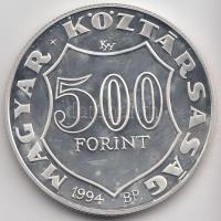 1994. 500Ft Ag "Kossuth Lajos" T:PP Dísztokban, tanúsítvánnyal.